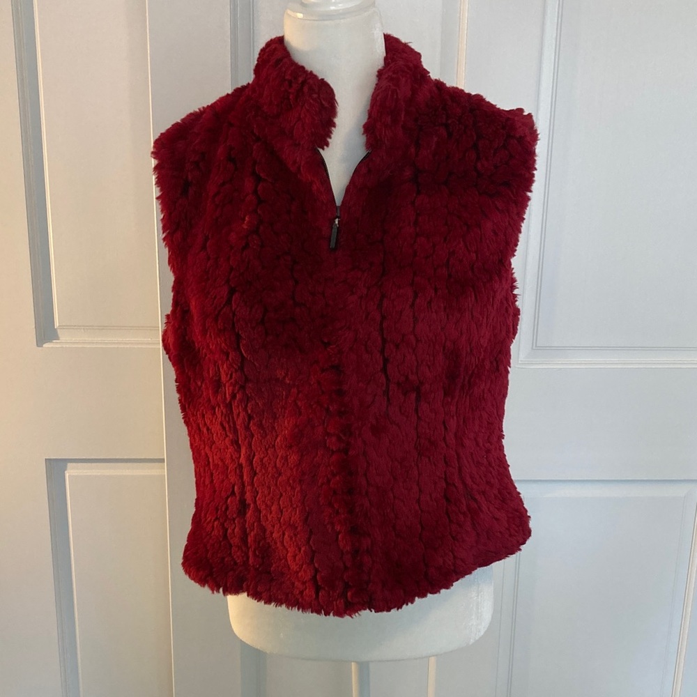 Women's Red Faux Fur Vest